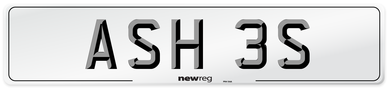 ASH 3S Number Plate from New Reg